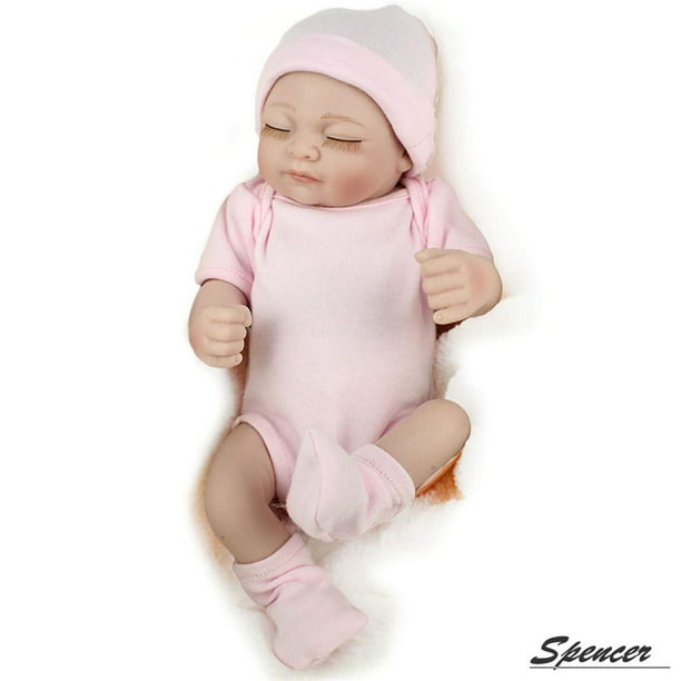 11"Handmade Reborn Newborn Mini Baby Doll Full Soft Silicone Vinyl Bath Girl Toy